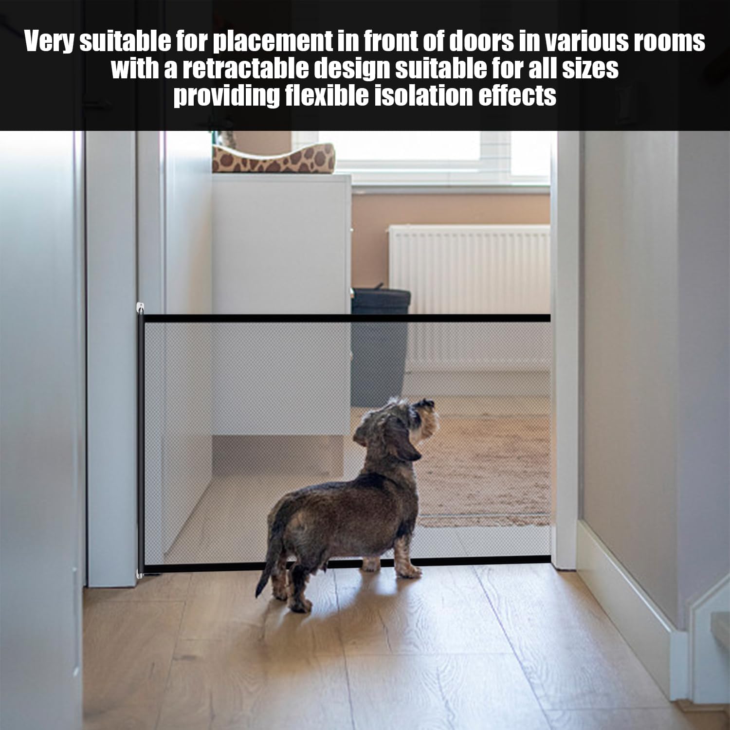Red retráctil para escaleras de perros - Puerta de seguridad portátil para bebés - 72 x 120 cm - 4