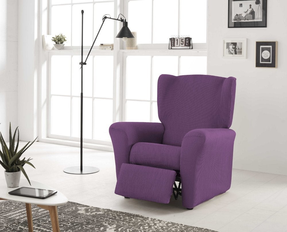 ESTORALIS | Funda Sillon Tejido Elastico Resistente | Para Sillon Relax | Tamaño ( de 70 a 90 cm. ) Modelo BERTA Color Violeta - 2