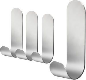 Ganci Porta Asciugamani Adesivi In Acciaio Inox – 4 Pezzi 4,5cm, Senza Forare Con Nastro TESA
