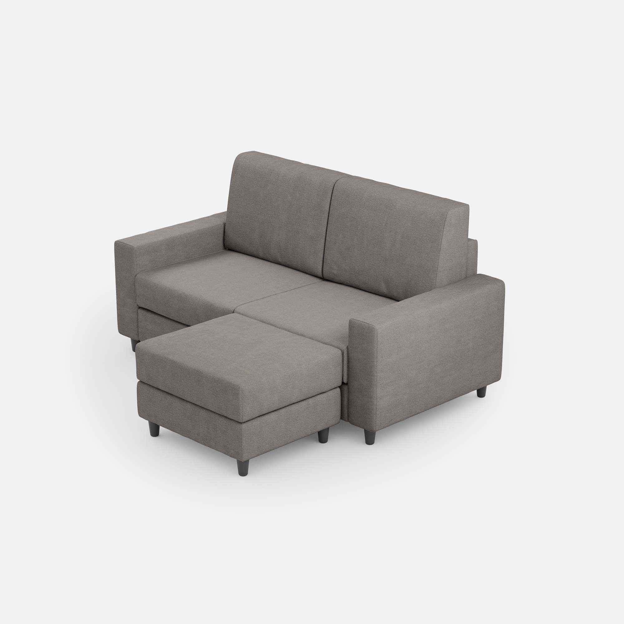 Sofá sakar 2 plazas (dos plazas de 60 cm) + puf dimensiones exteriores l.148 p.155 color gris