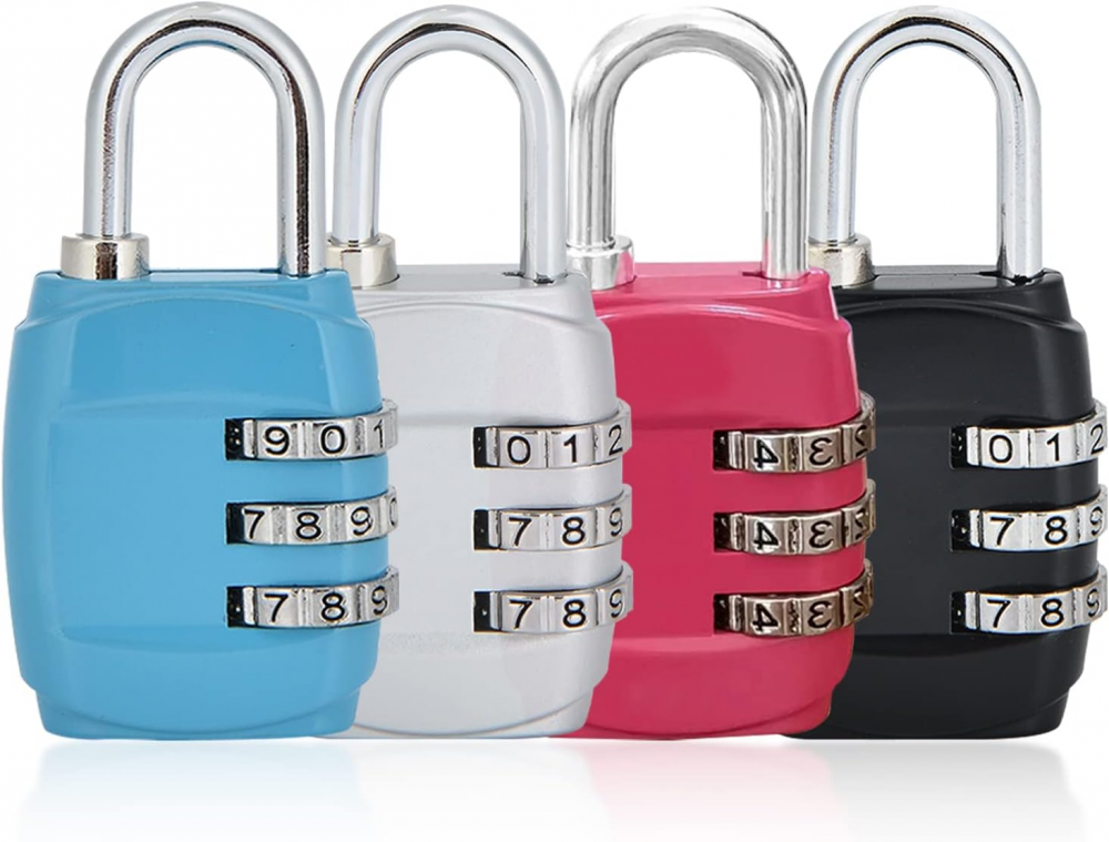 Zestaw czterech zamków do szuflad, 3-cyfrowy zamek szyfrowy do szafek, metalowy zamek cyfrowy do szafek i walizek