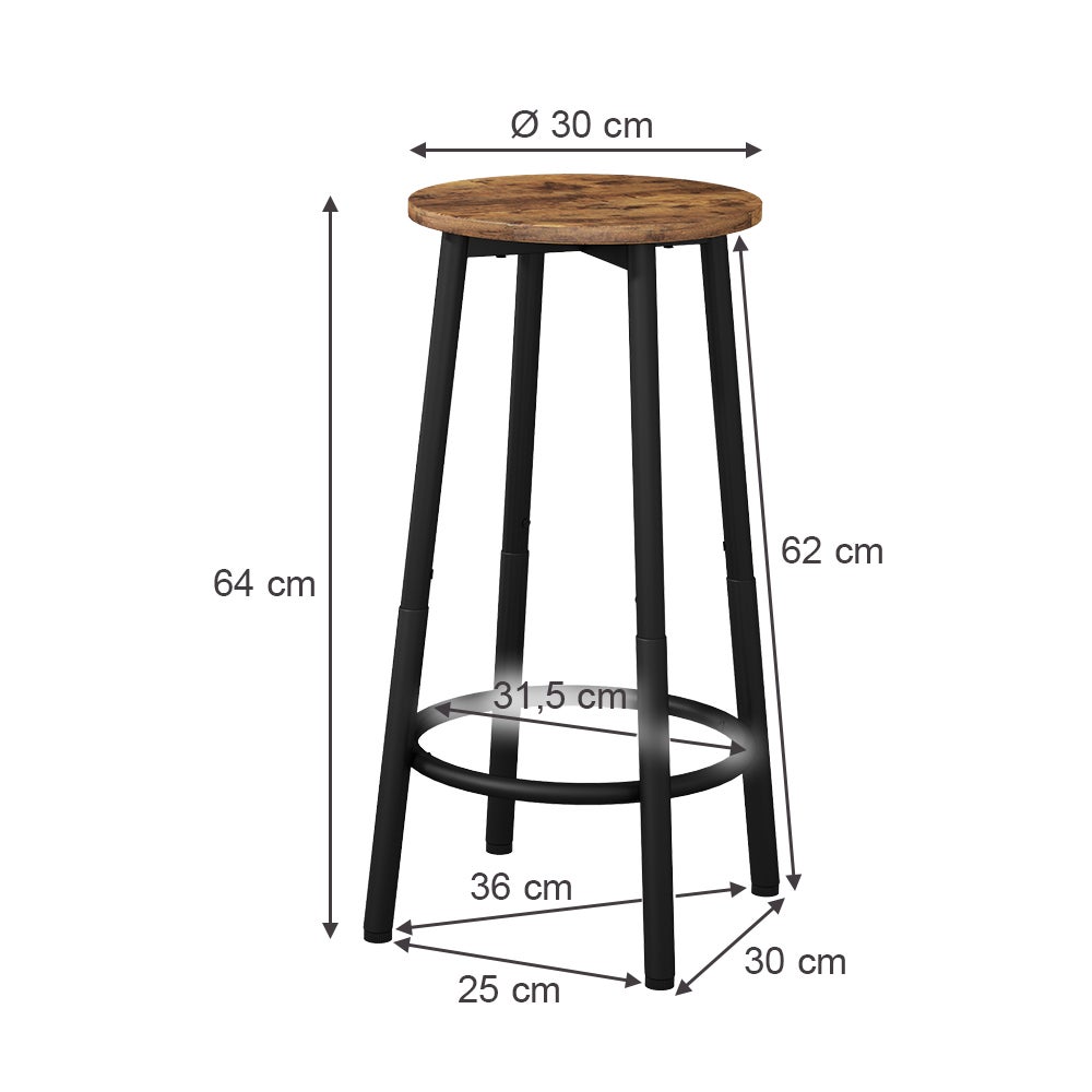 Vicco Stołek barowy zestaw 2 Edmonton, Rustykalny dąb, 31.5 x 64 cm 2 części - 3