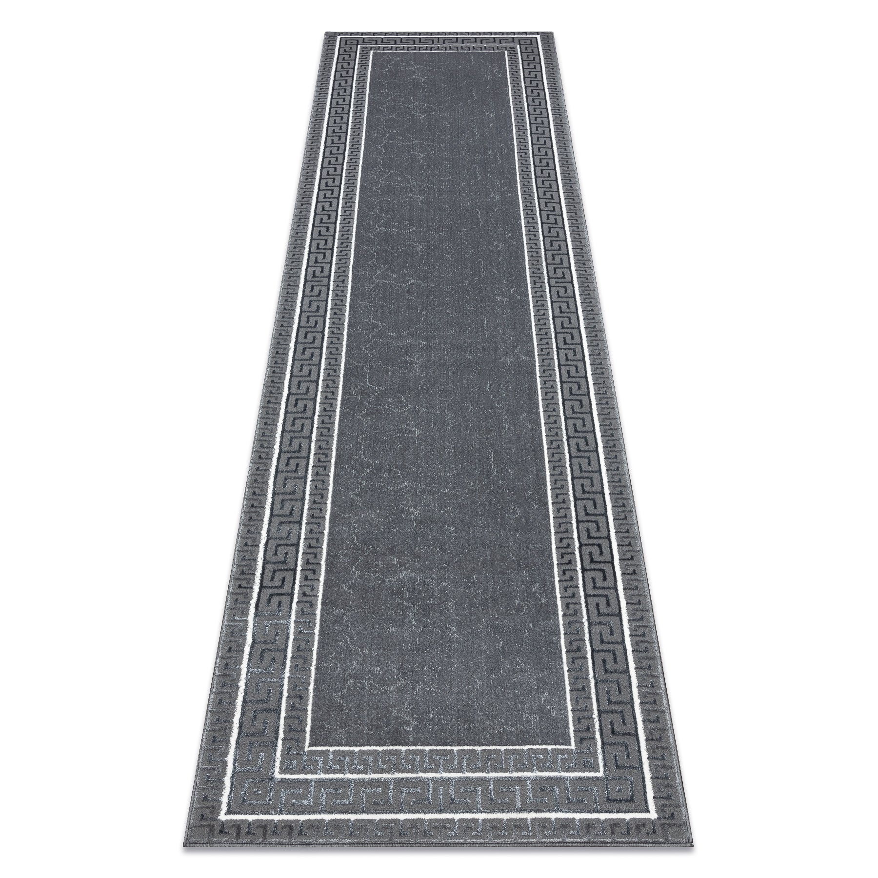 Dywan, chodnik ALLURE 1960 Grecki klucz, ramka - Strukturalny, stylowy, glamour szary 70x250 cm