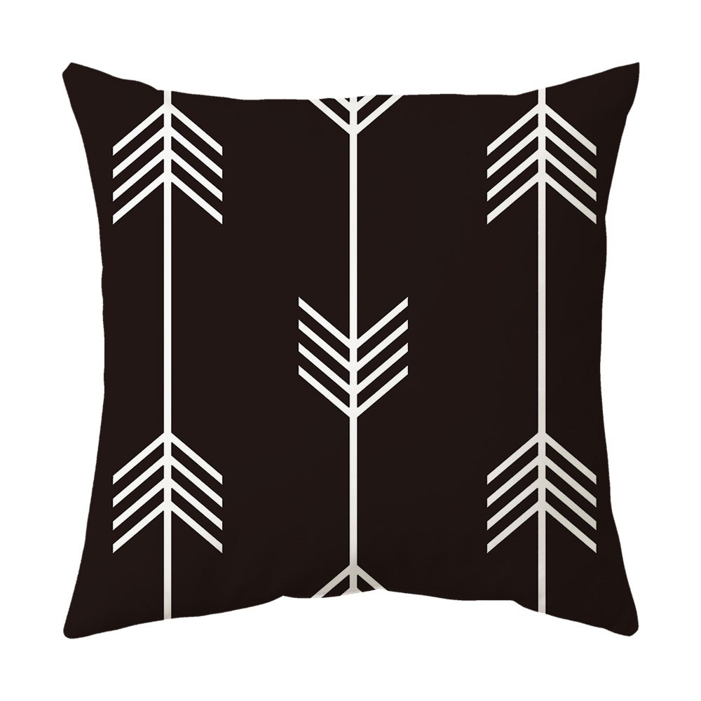 Coussin Lot de 4, Géométrique Noir Et Blanc Flèche De Cerf Minimaliste Doux Court Peluche Carré Taie d'oreiller pour Sofa Canapé Chambre 45x45cm - 5
