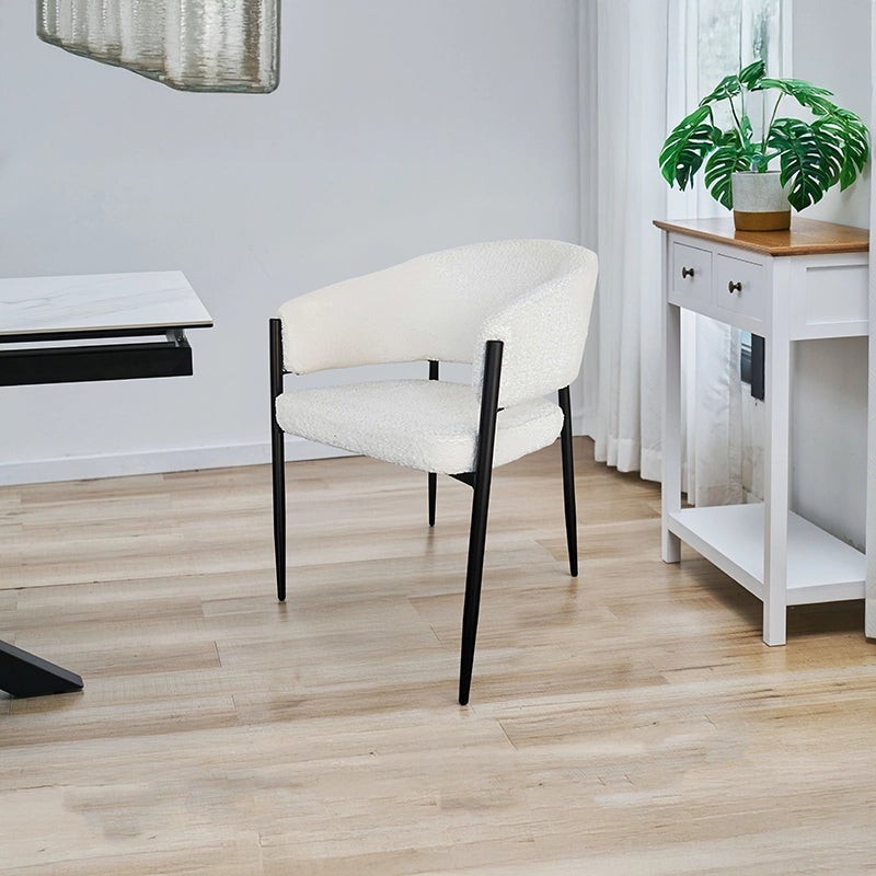 Sedia imbottita da interno effetto boucle bianca - 2