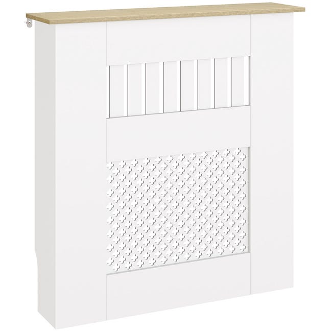 Cubreradiador MDF Blanco 78x19x81cm Diseño Moderno Lamas Protección ...