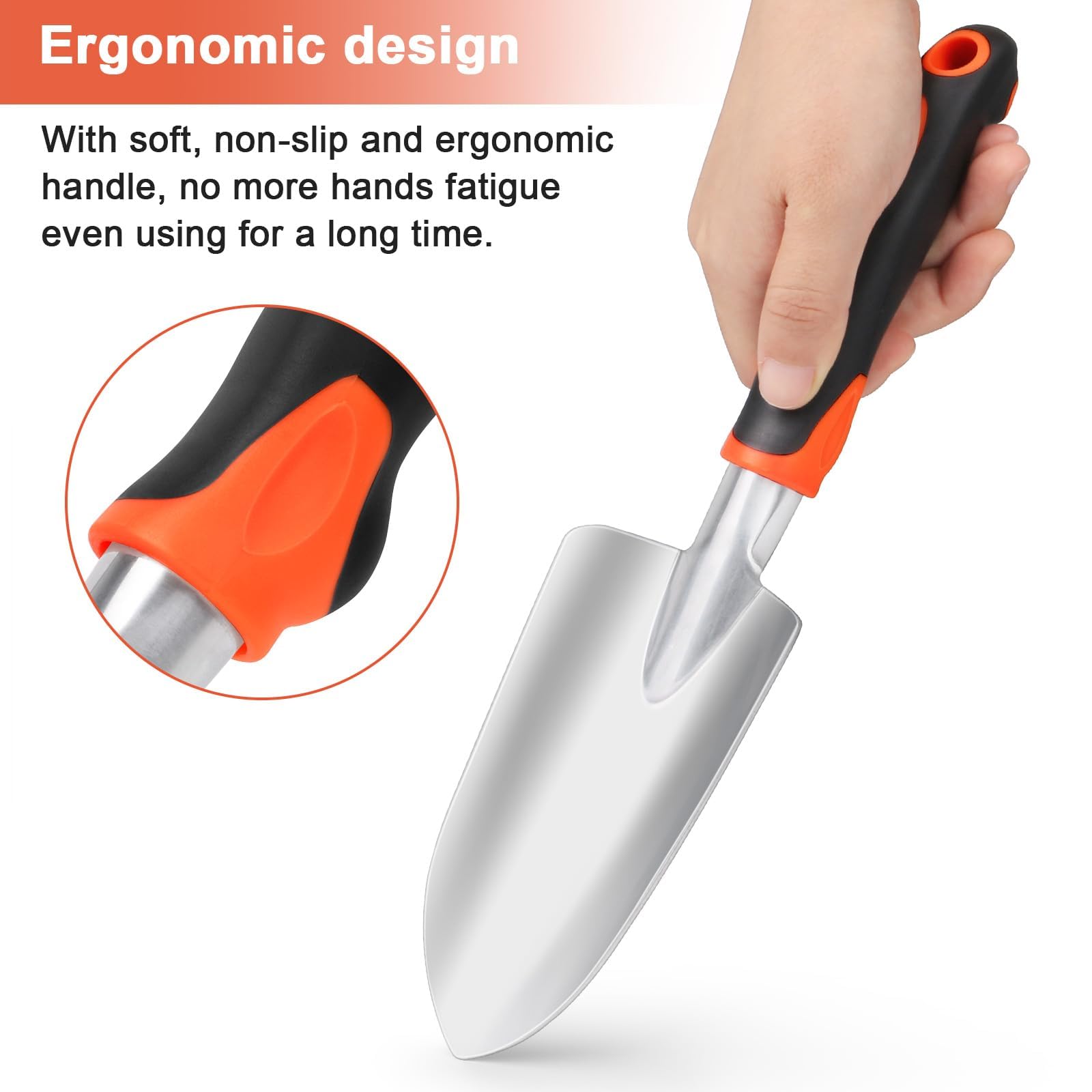 Petite Pelle Jardinage, Outils de Jardinage à Main,Pelle de Jardin avec Poignée Ergonomique Outillage de Jardin pour Plantation,Repiquage,Désherbage - 4