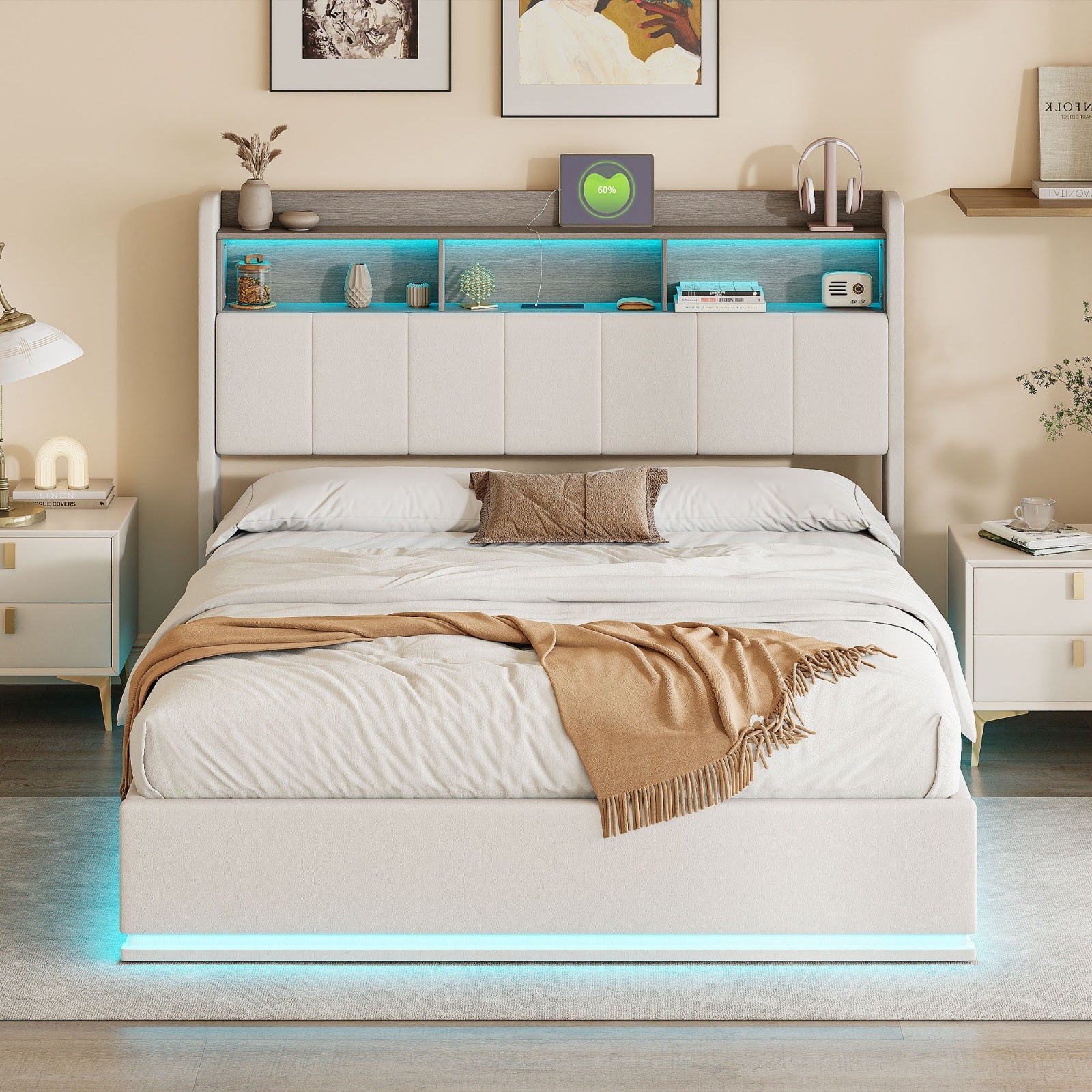 Lit 140 x 190 coffre avec cadre, lit rembourré, Lit adulte,Lit Coffre ...