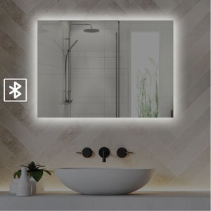Hasipu Specchio cosmetico con luci, 81 x 55 cm, specchio per il trucco illuminato con 3 modalità dimmerabili, controllo touch screen, specchio quadrato bianco