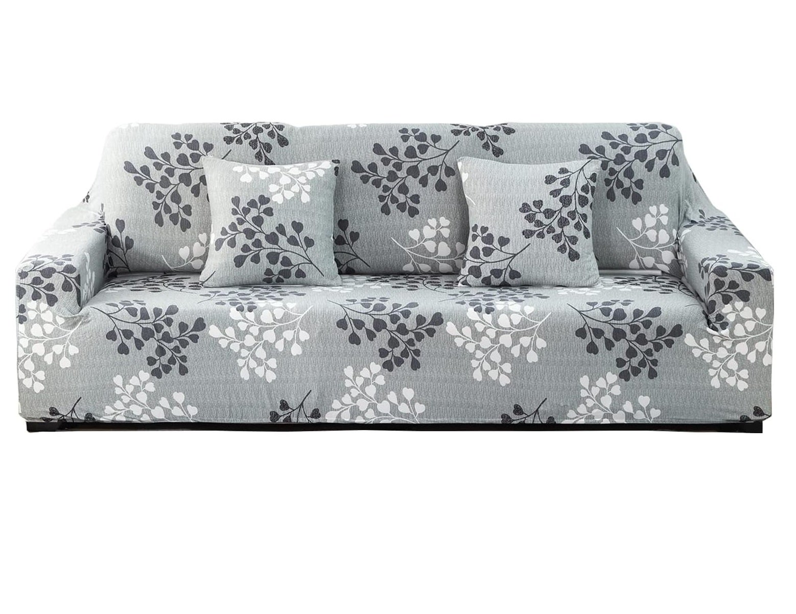Housse De Canapé Extensible Velours Gris Clair – 3 Places (190-230 Cm) – Neuf