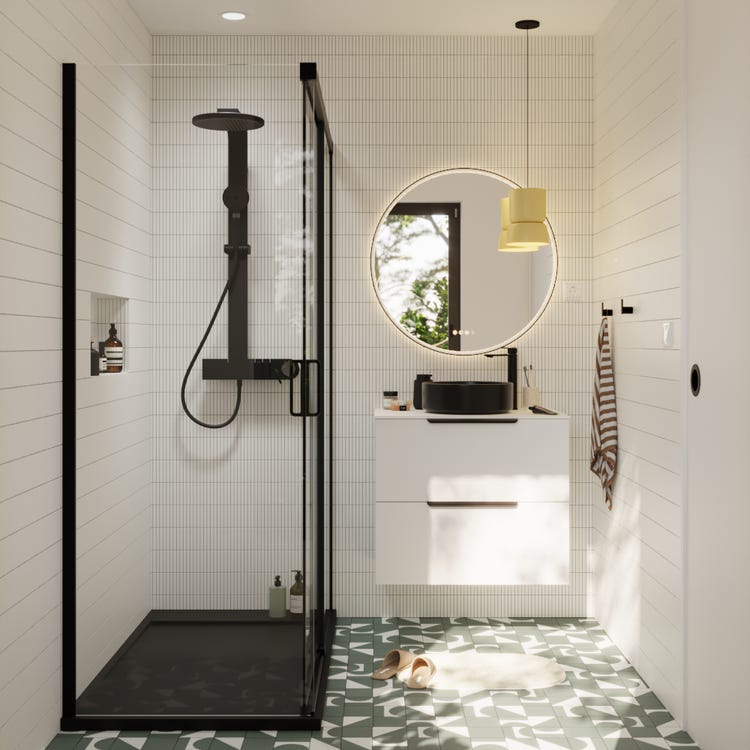 Miroir lumineux rond Diam.80 cm Neo frame, cadre chromé - 3