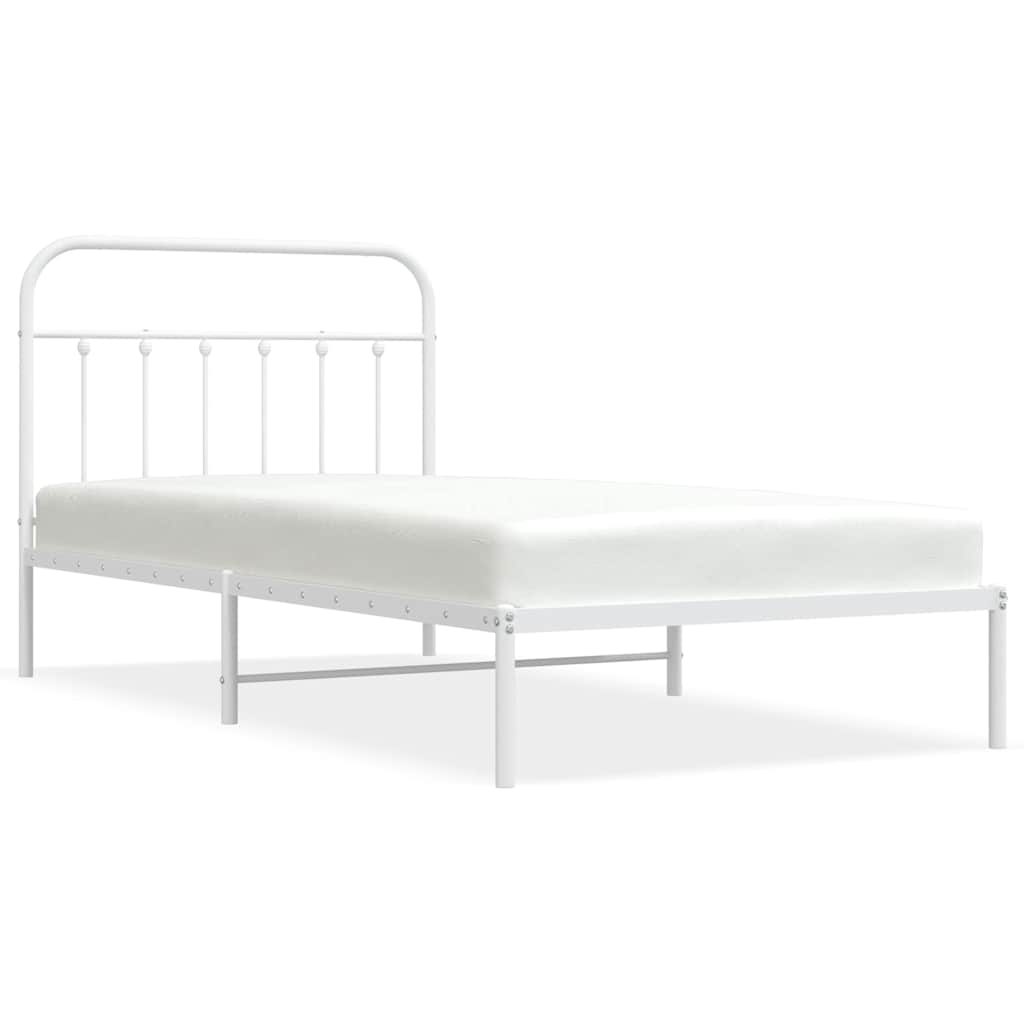 Łóżko Metalowe Białe Rama Łóżka Ze Stelażem Do Pokoju Sypialni 100x200 cm