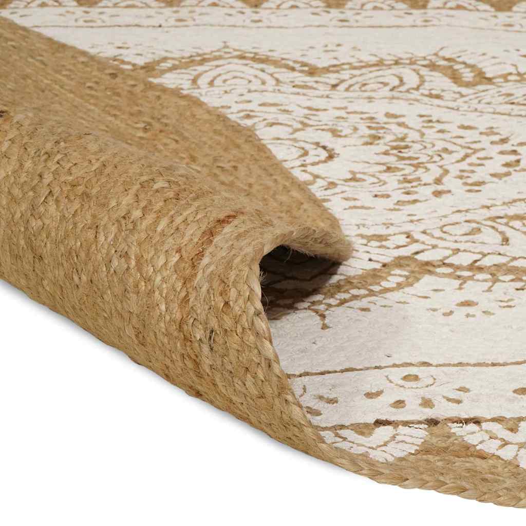 Alfombra - Hecha a mano antideslizante - Yute - Natural con estampado ...