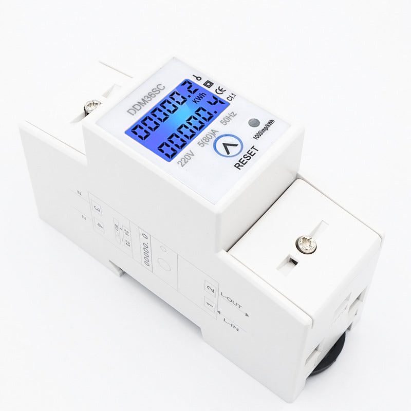 Medidor de consumo de energia elétrica (5-80A), wattímetro com tela LCD digital retroiluminada, medidor de energia monofásico, wattímetro para montage - 2