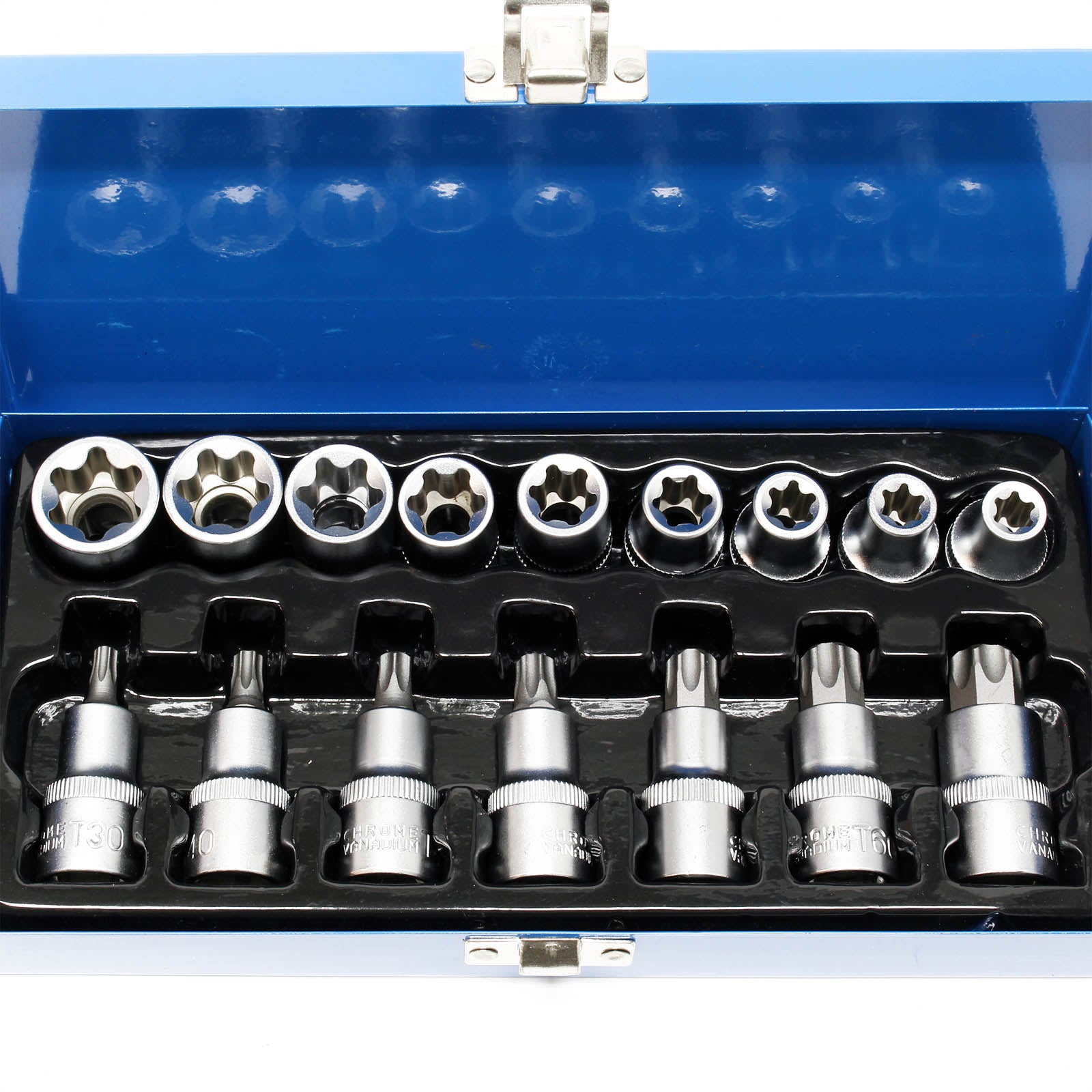 Jeu de douilles torx mâle 16 pièces Douilles avec entraînement de ½