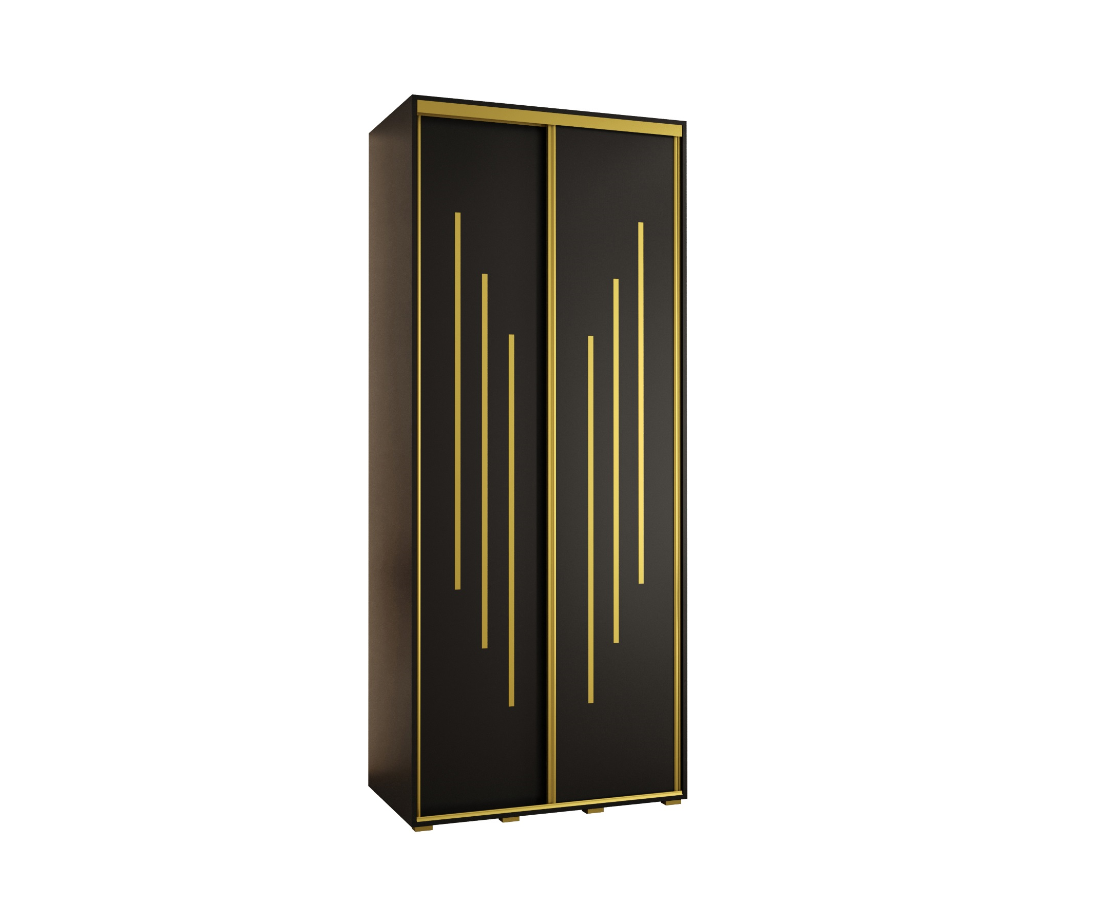 Szafa przesuwna wysoka Davos 8 120 x 45 x 235,2 cm czarny + czarny + u. złoty - Abiks Meble