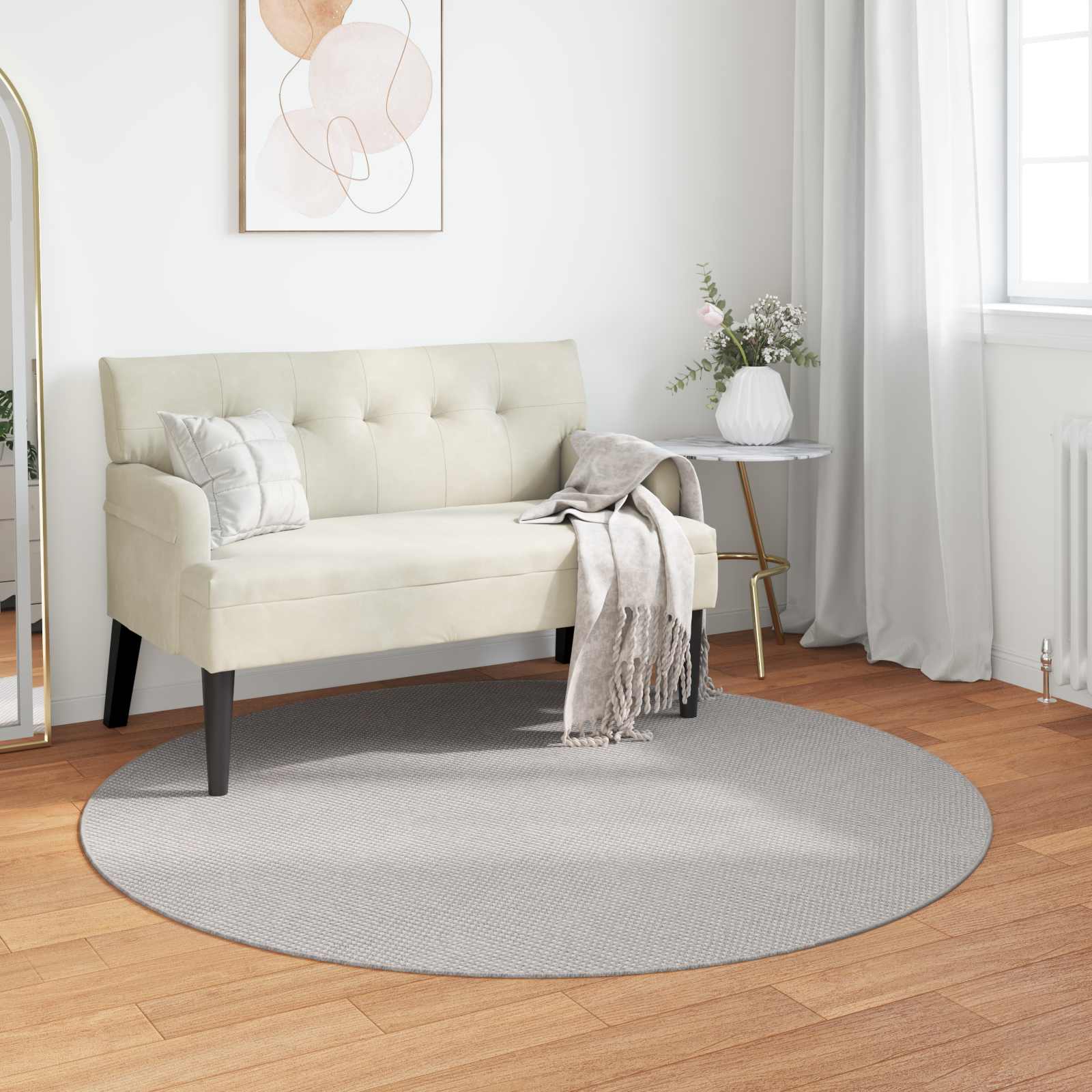 Tapis d'intérieur en polyester crème et gris, Ø 200 cm | Leroy Merlin