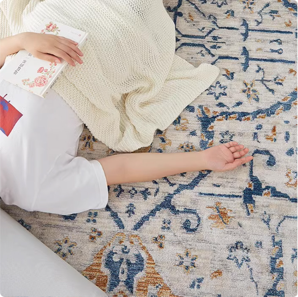 Tapis de salon antidérapant, lavable, style bohème vintage, doux, pour chambre, salle à manger, bureau (120 x 160 cm) - 6