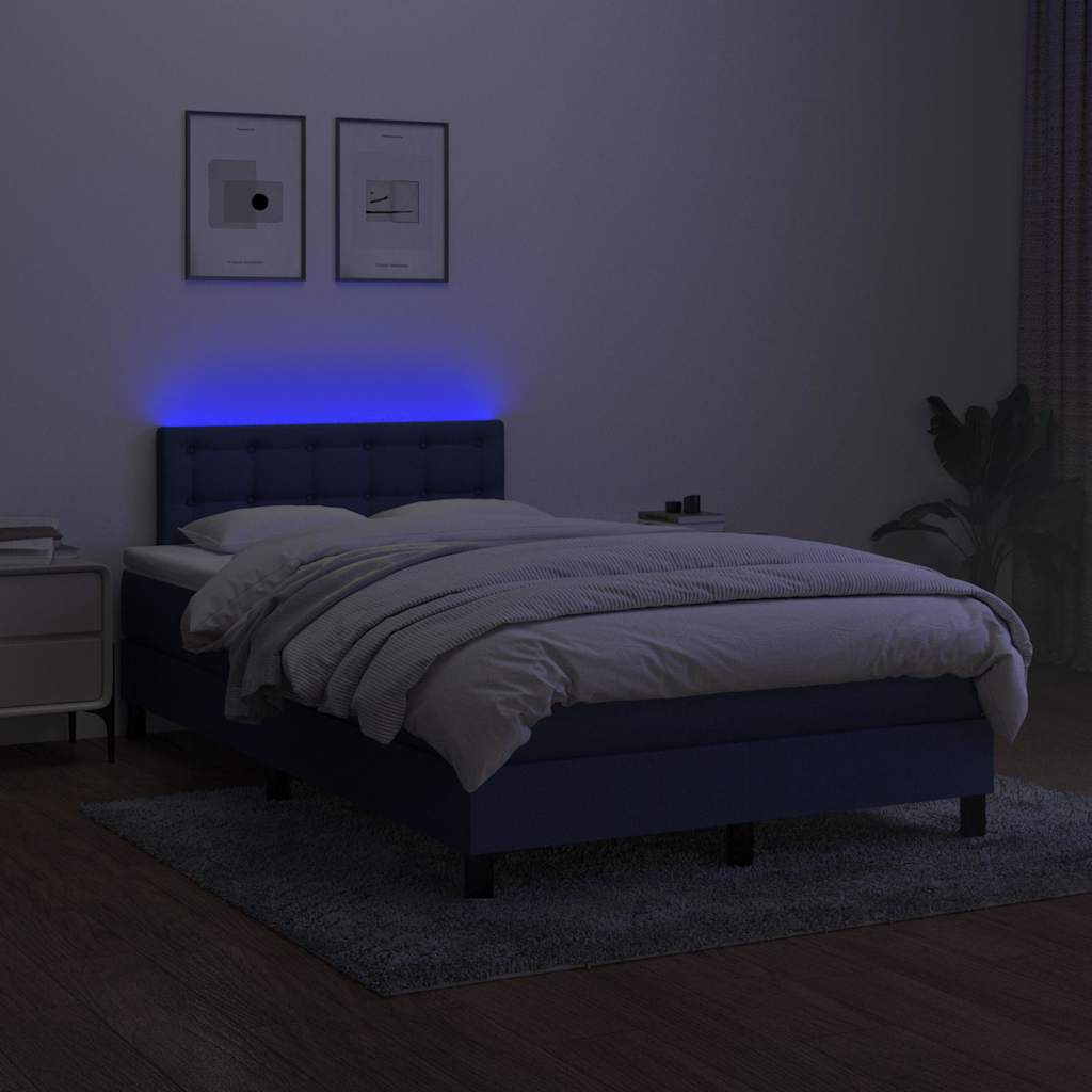 Cama box spring com colchão e tecido LED azul 120x200 cm | Leroy Merlin