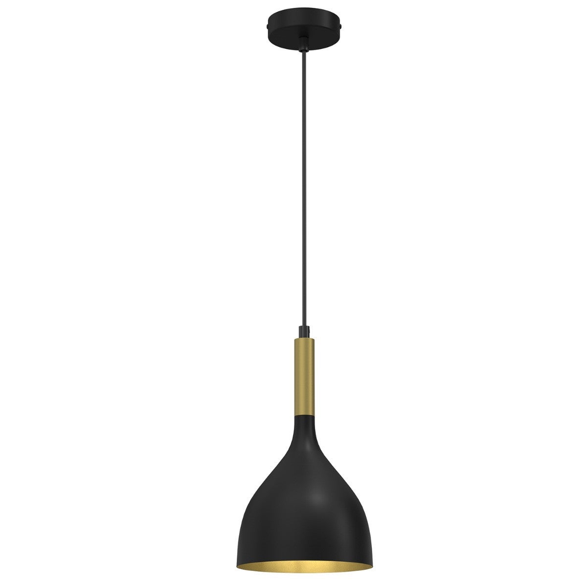 Lampa wisząca Noak czarny matowa-złoty mat 1xE27x15W wym: 110 x 17 x 17 cm metal Luminex