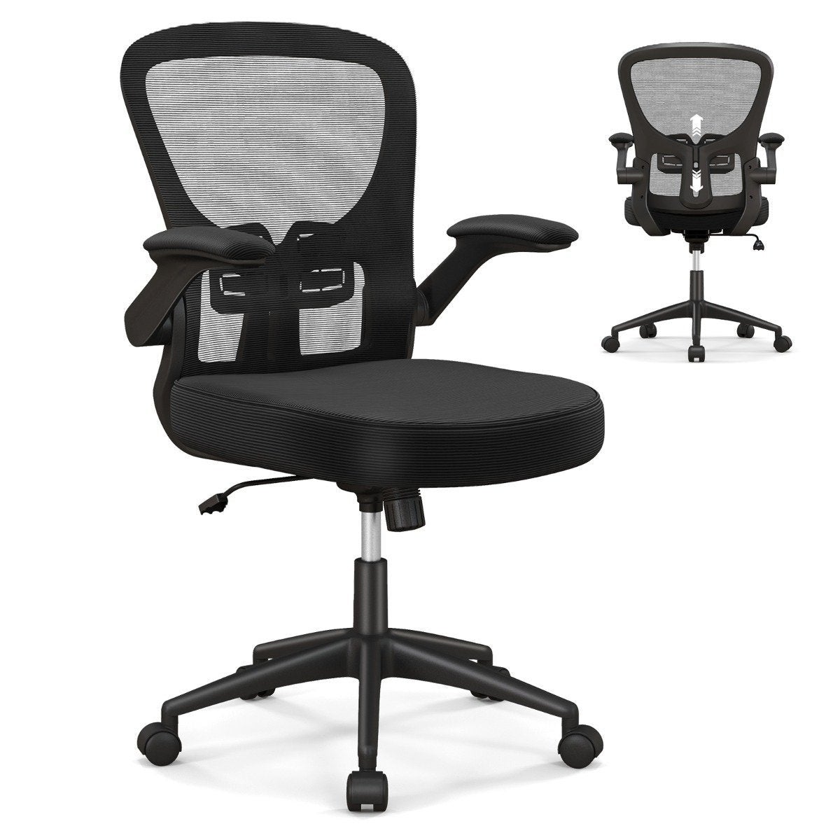 Sedia da ufficio ergonomica in pelle marrone con supporto lombare, moderna sedia girevole da scrivania con altezza regolabile e piedini in lega di alluminio