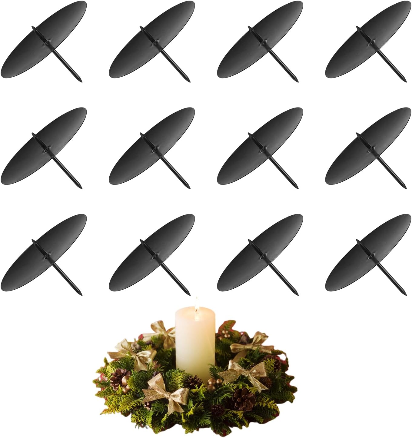 Lot De 6 Bougeoirs Métal Argenté Avec Pic – Support Bougie Avent & Couronne Noël – Stable & Élégant