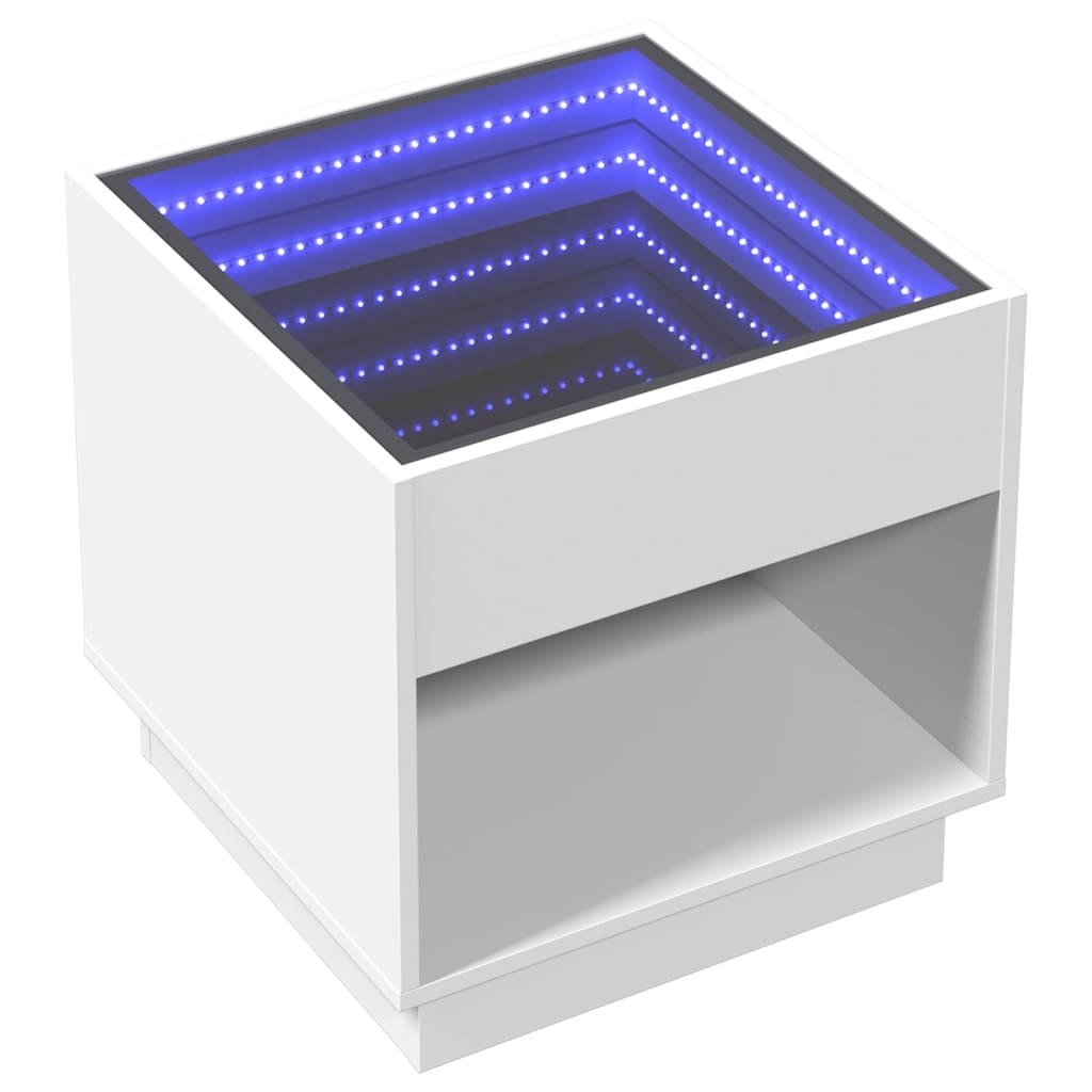 Table de chevet avec LED infini blanc 50 x 50 x 50 cm - 3