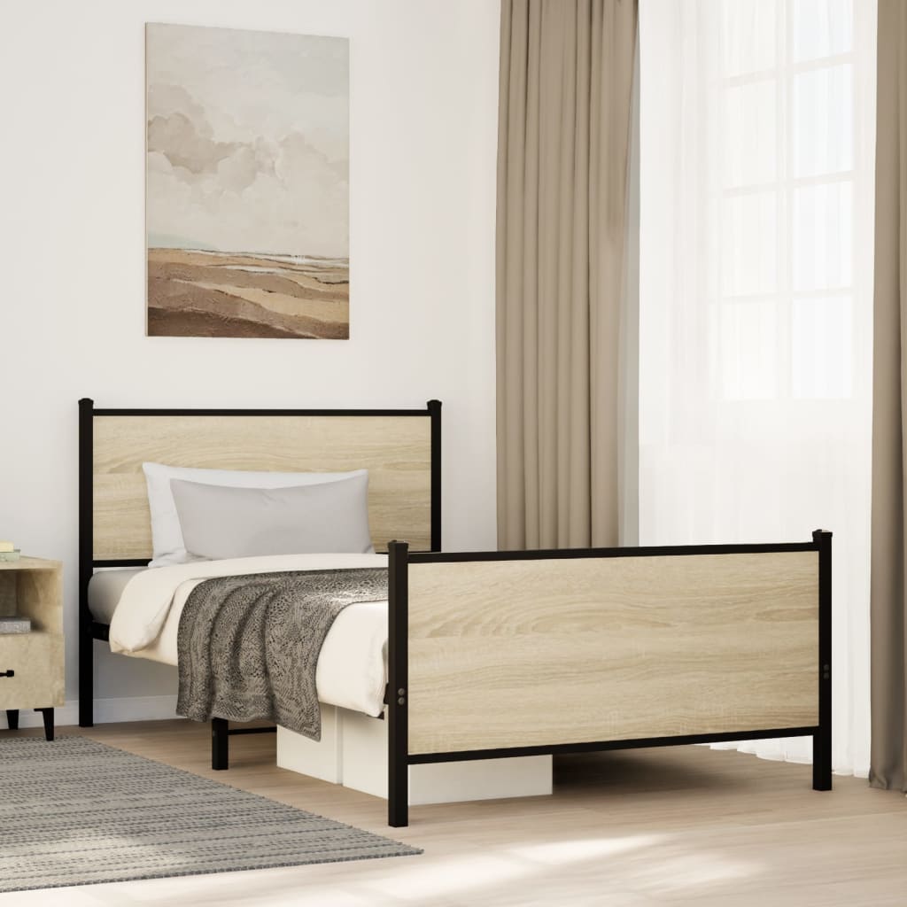 Łóżko Metalowe Czarne Rama łóżka Ze Stelażem Łóżko Do Sypialni Pokoju 100x200 cm