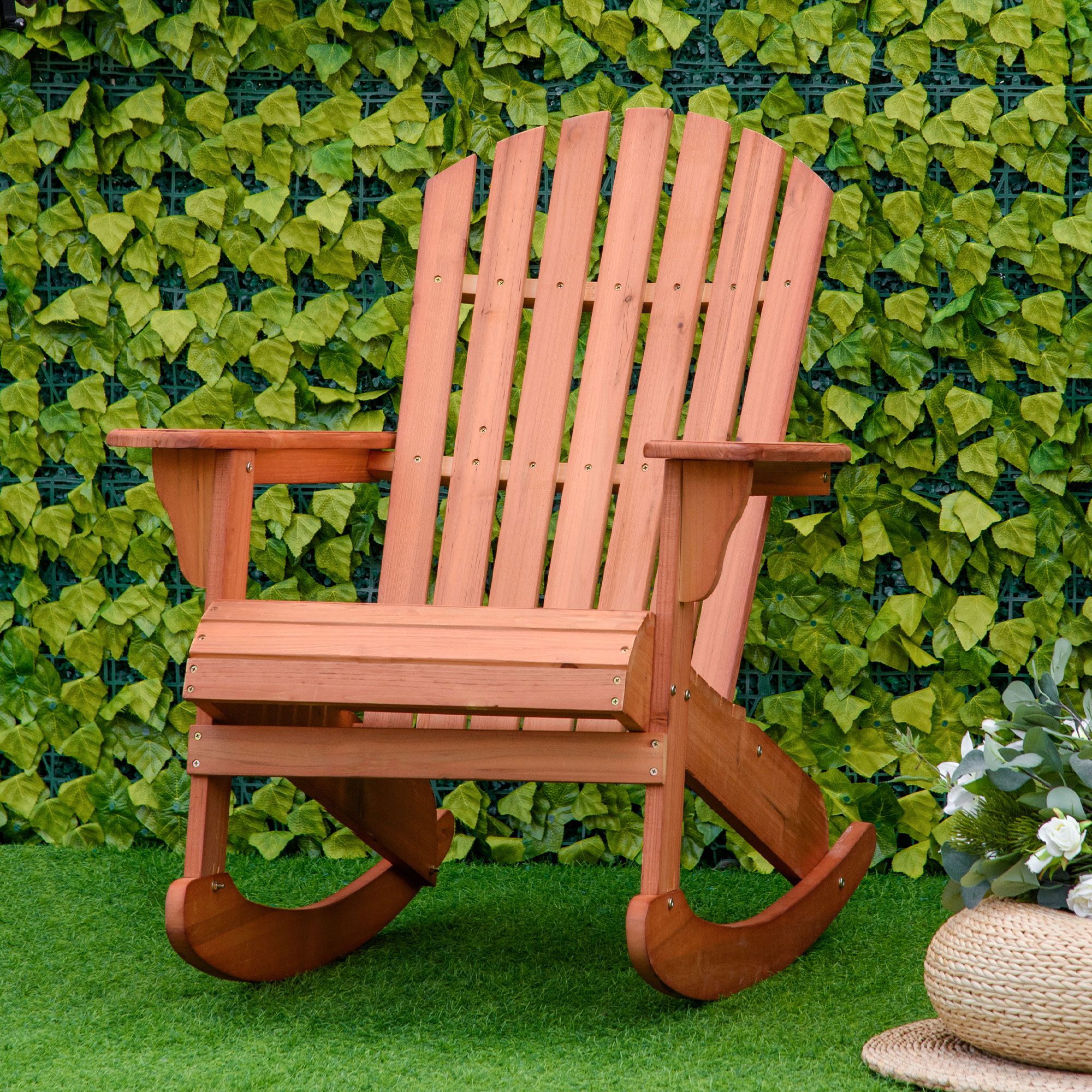 Fauteuil à bascule en bois Outsunny teck 77x94x97 cm_84B-528 - 2