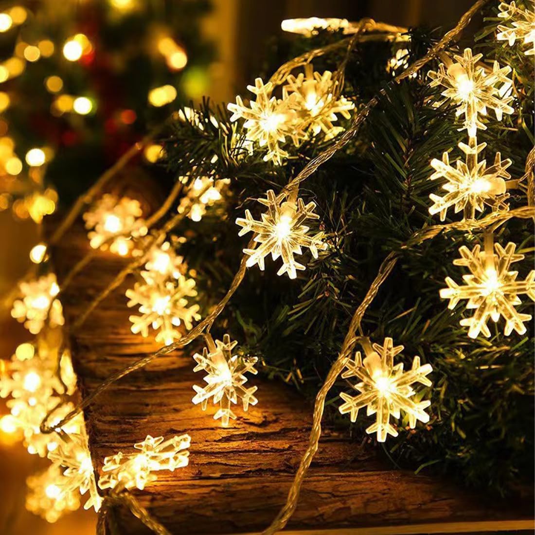 Guirlande Lumineuse de Flocon de Neige,6M 40 Pcs LED Guirlande Lumineuse Sapin de Noel, Guirlande LED Décoration Noel Intérieur pour Chambre à Coucher - 5