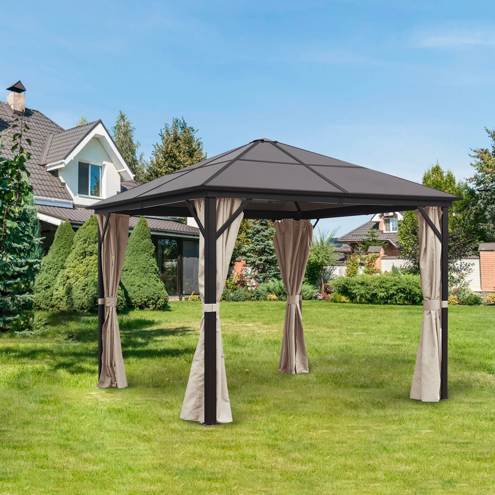 Toile De Toit Pour Tonnelle 3x3 M - Imperméable PVC, Résistante UV, Avec Œillets Et Velcro