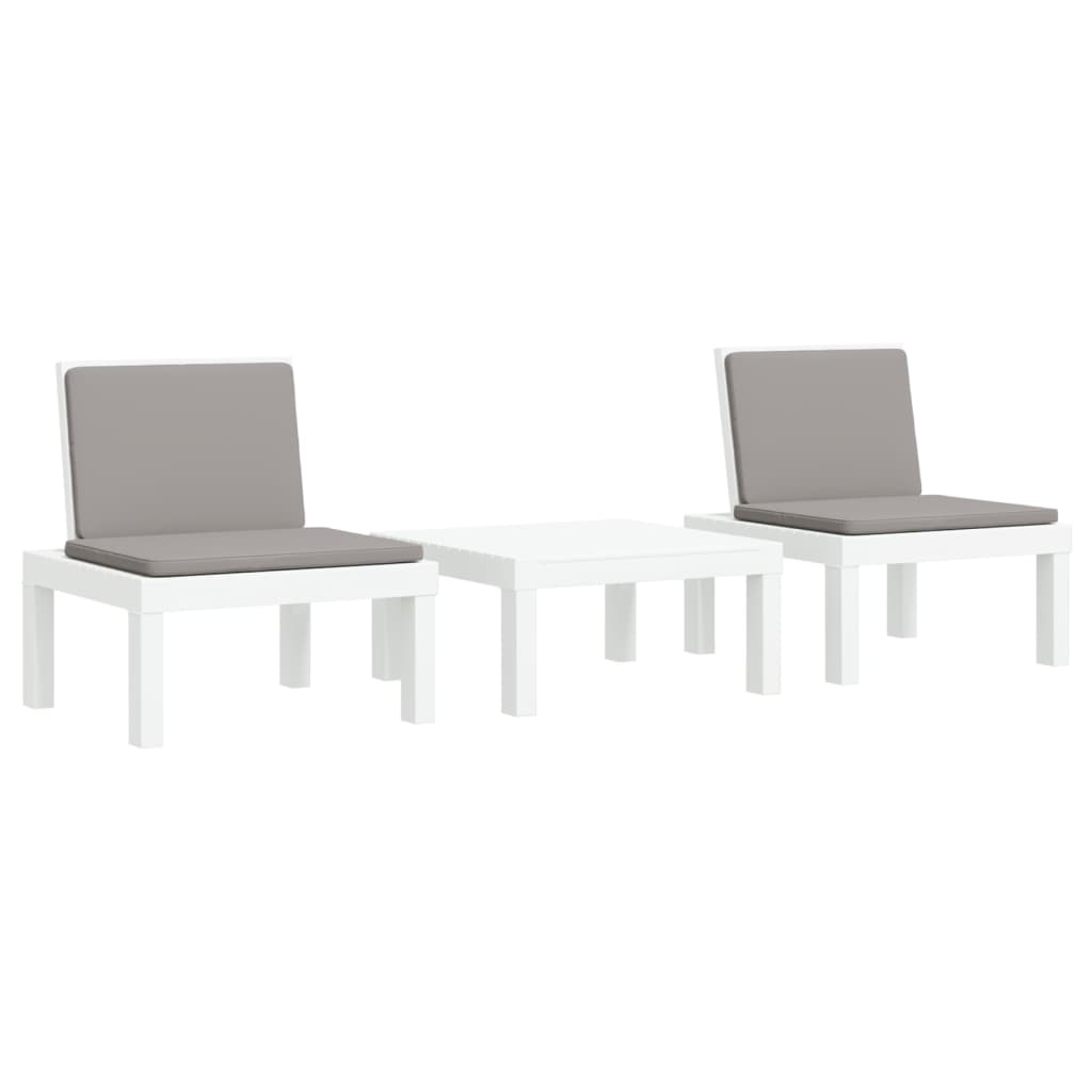 Juego de muebles de jardín 3 piezas con cojines pp blanco v8726 Unico ...