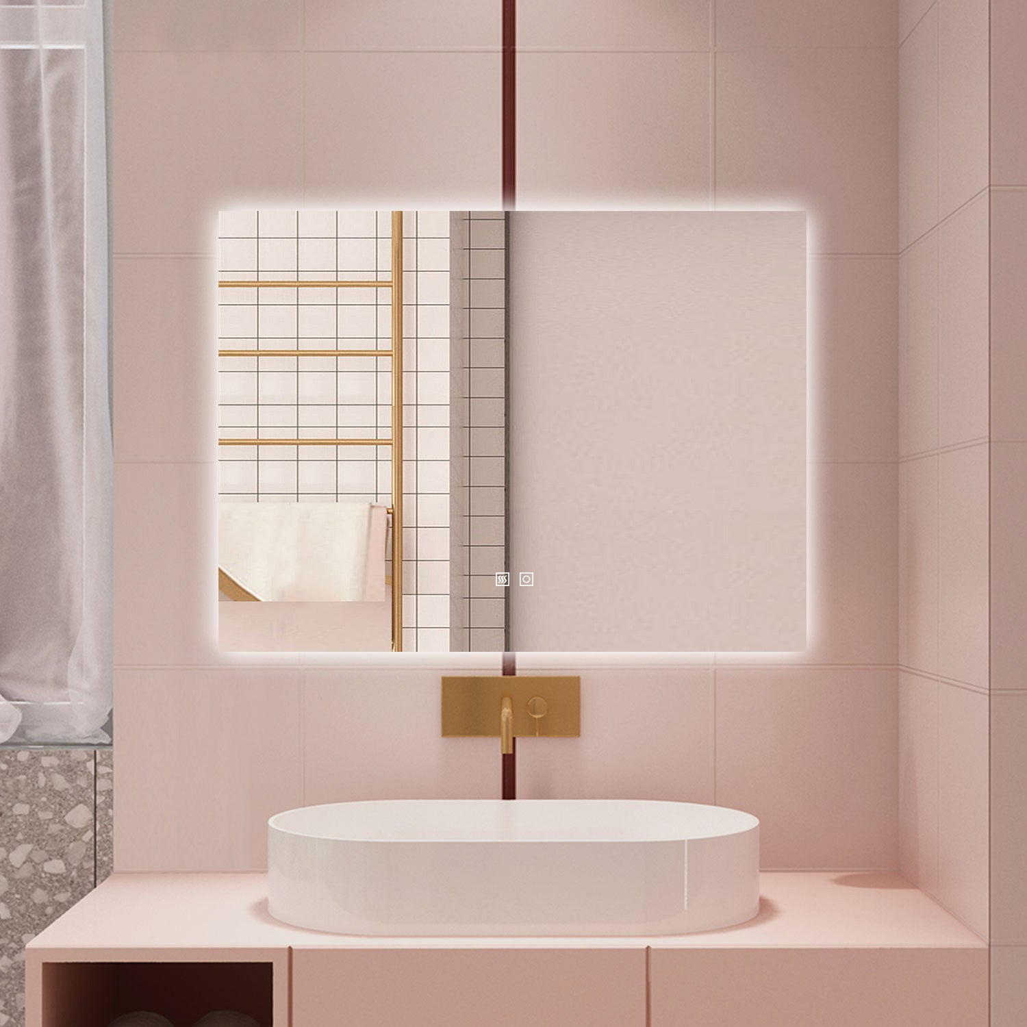 YOLEO Specchio Bagno con Luce LED Orientabile 3 Colori, 50x70 cm Specchio da Bagno con Presa di Corrente, Antiappannamento, Antideflagrante, con Interruttore Touch, Verticale/Orizzontale