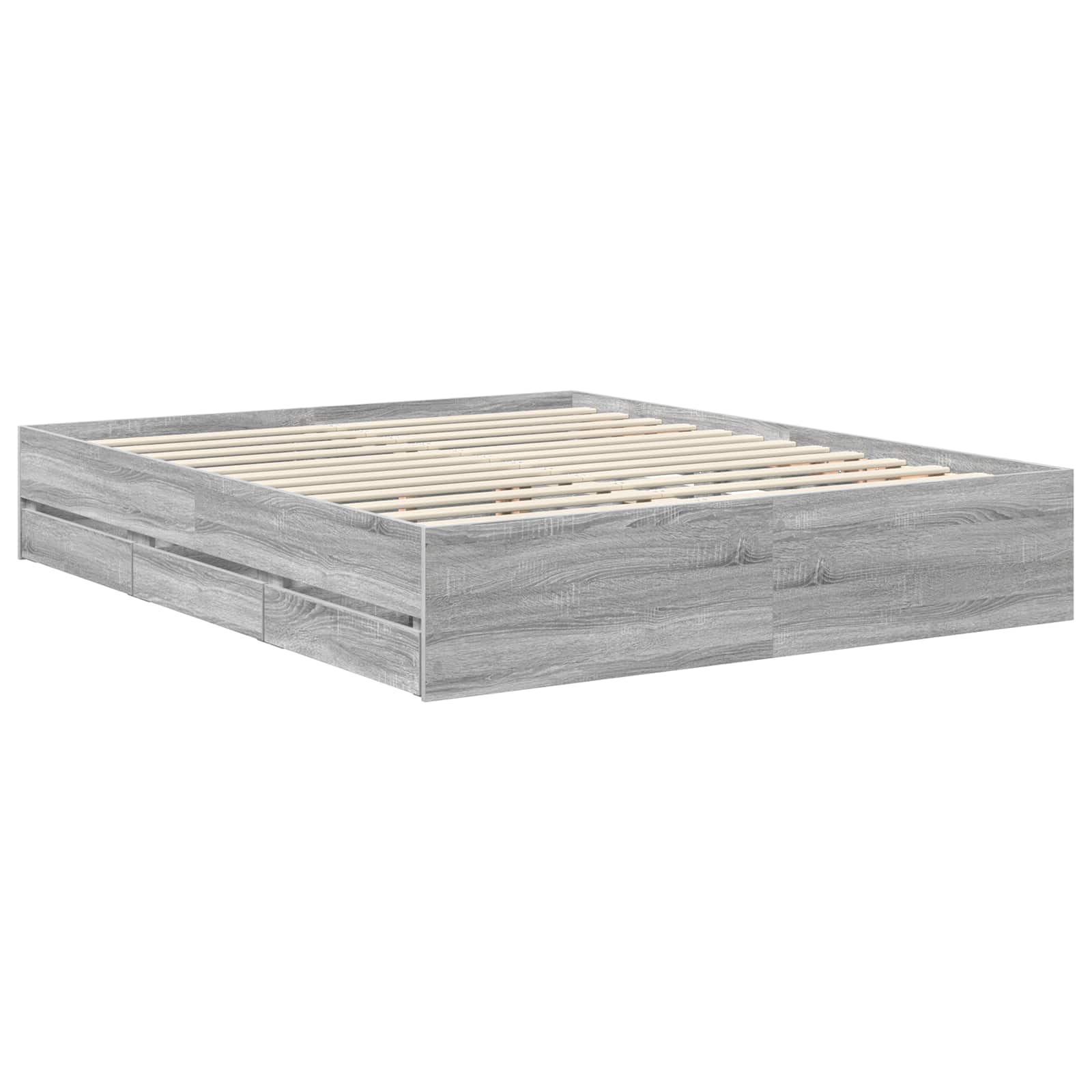Cadre de lit gris 160 x 200 cm panneau de bois - 6