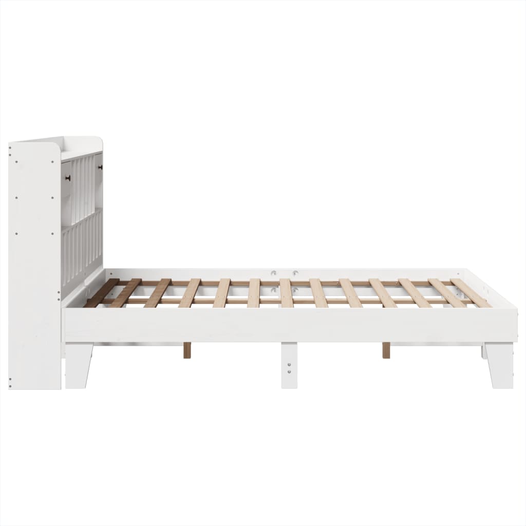 Cadre de lit sans matelas blanc 160 x 200 cm bois de pin massif - 7
