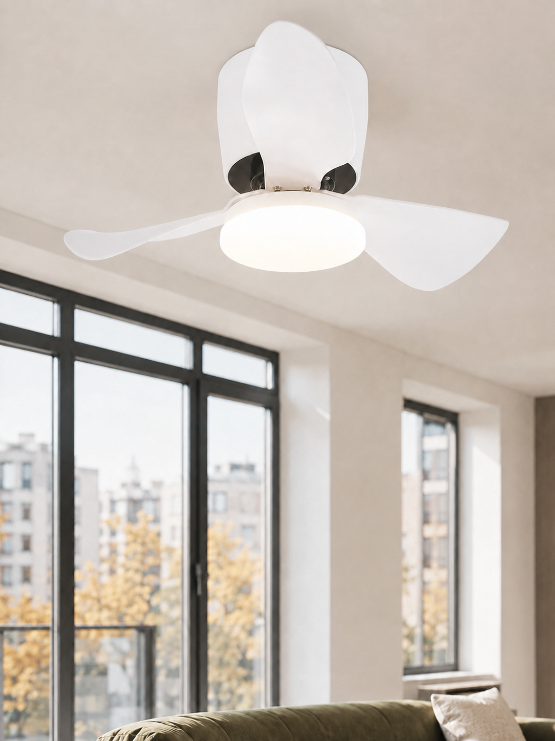NETTLIFE Lampowentylator LED Biały 23W 70cm Cichy Pilot Ściemnialny Funkcja Lato/Zima 6 Prędkości, Wentylator Sufitowy