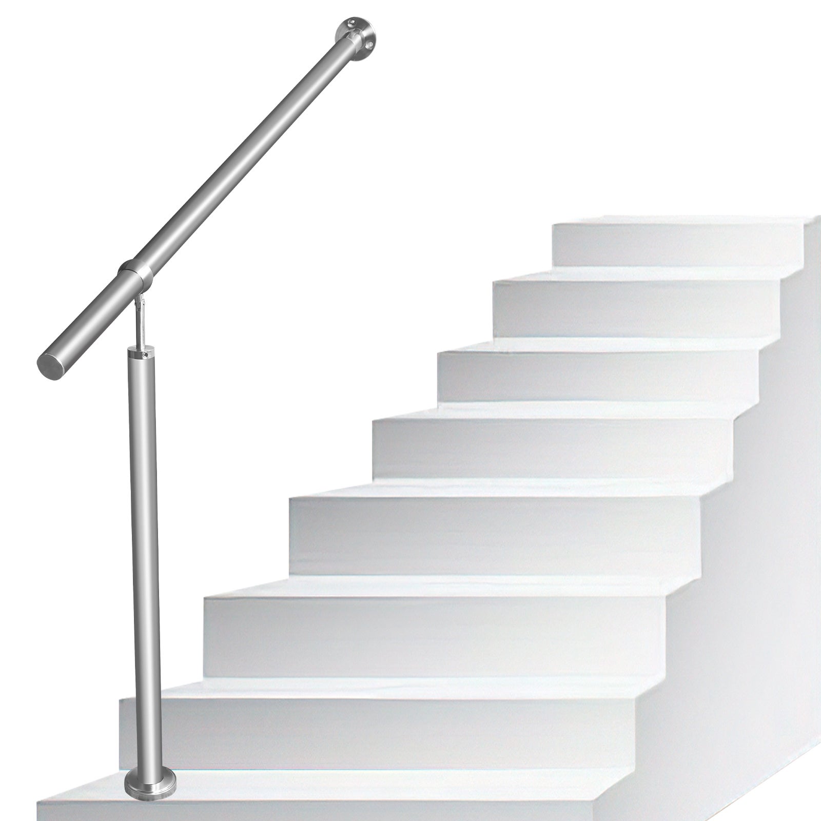 Stabilisateur D'escalier En Acier Résistant Avec Poignée Réglable Et Sûre, Accessoire D'extension D'escalier Idéal Pour Peindre, Nettoyer Les Gouttières Et Monter Les Plafonds (gris-argent