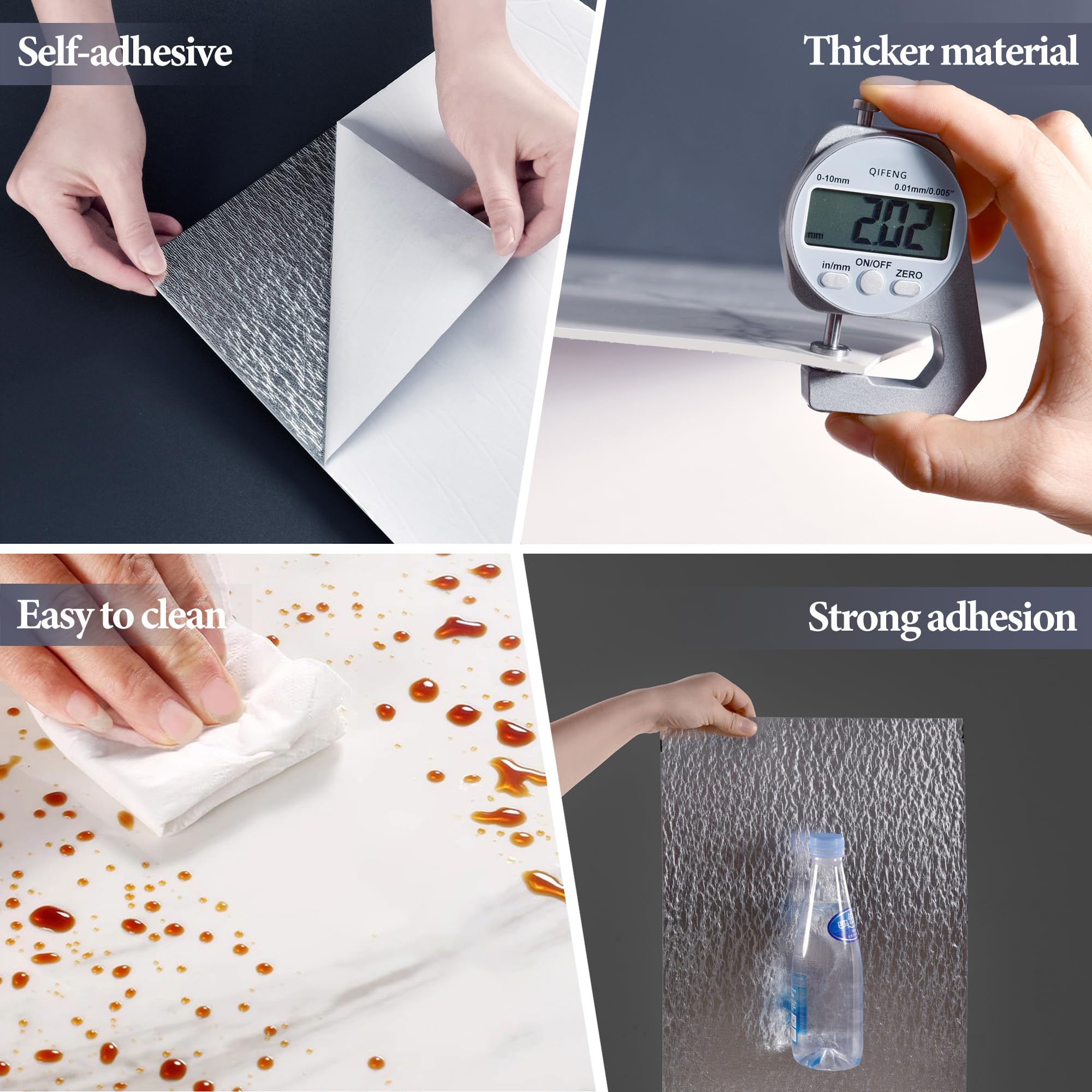 Lot de 10 stickers muraux auto-adhésifs à texture marbre, panneaux muraux de douche en PVC imperméable, adaptés chambres et aux cuisines, 30x30cm (01) - 6