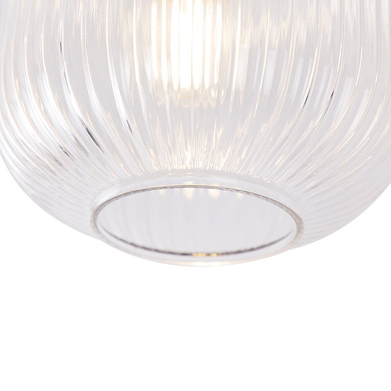 Qazqa art deco plafonnier - Karel - doré/laiton, rond, max. 25w, e27, 20cm, idéal pour la chambre et le salon - 6
