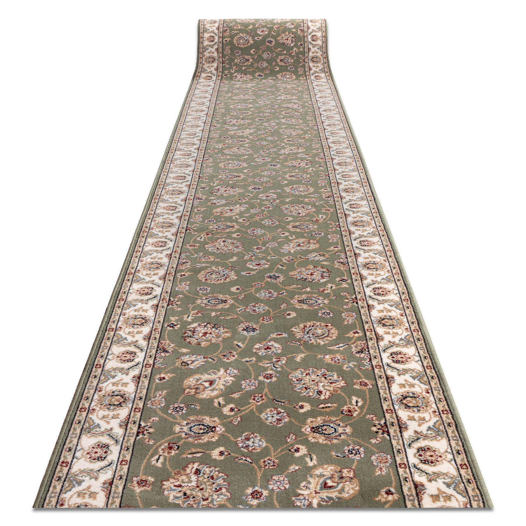 Chodnik NAIN wełniany Kwiaty 7338 51088 zielony / beż 100cm 100x200 cm