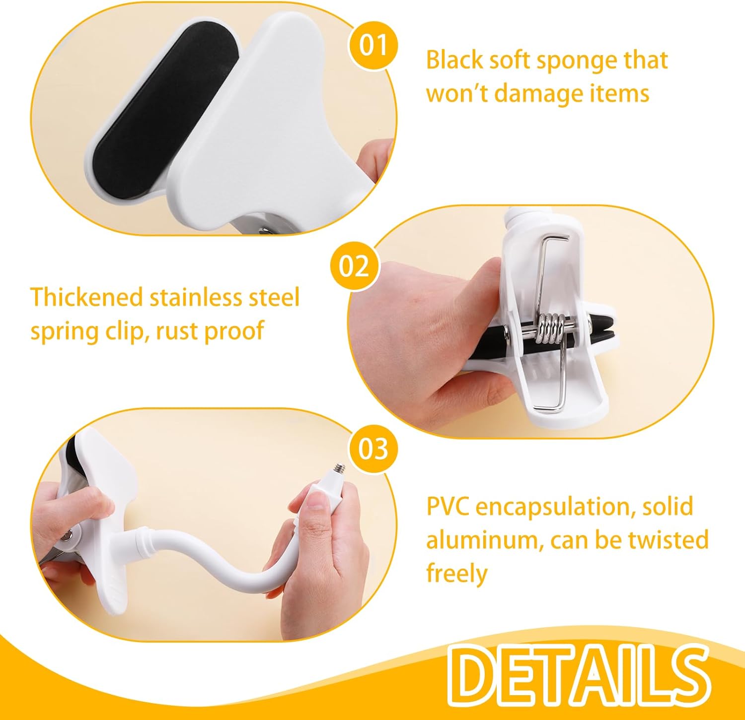 Support pour Babyphone, Support de Moniteur Flexible Support de Caméra Bébé Universel avec Connexion à Vis 1/4, Support de Serrage Sécurité sans - 3