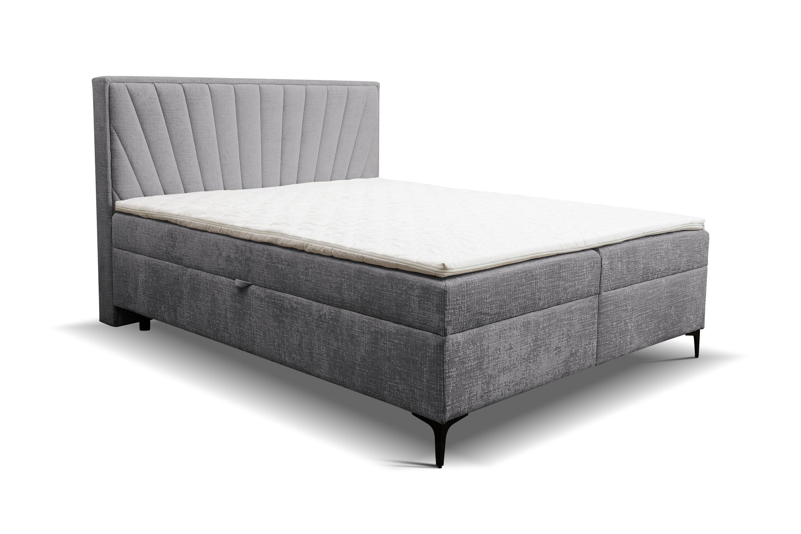 Lit boxspring Cimone avec 2 coffres de rangement, lit rembourré ...