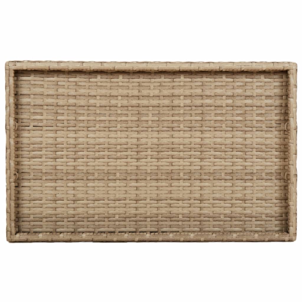 Maison Exclusive - Mesa con bandeja plegable ratán sintético beige 65x40x75 cm - 8