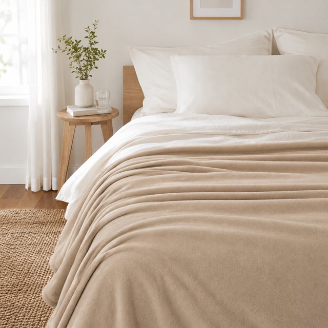 Couverture polaire 240x260 cm Isba Sable 100% Polyester 320 g/m2 traité non-feu