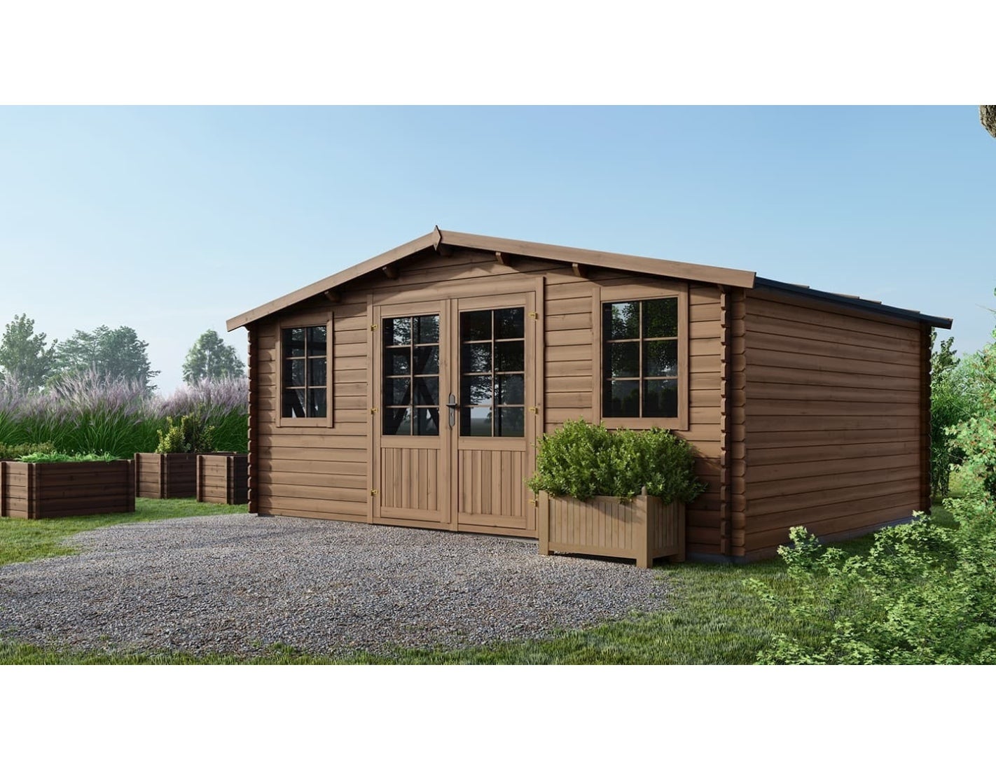 Domek ogrodowy ALTANKA 20 m2 - 5x4 m - 28 mm, drewniany, impregnowany, DOM566, 1szt.