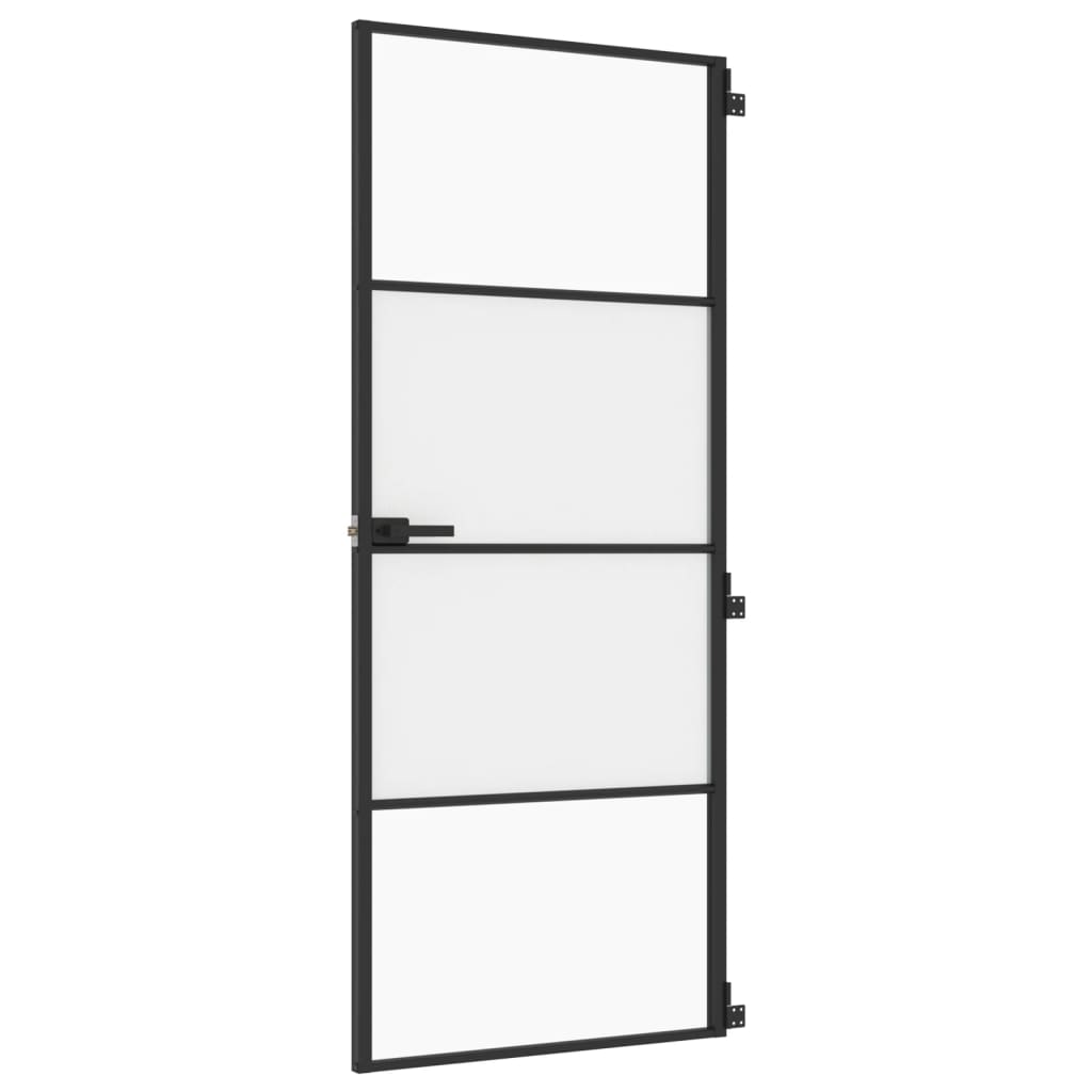 Puerta interior | puerta principal delgada negra vidrio y aluminio 83x201,5 cm cfw599840