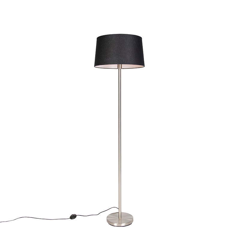 Qazqa nowoczesny lampa podłogowa z kloszem - Simplo - czarny, max. 60w, kompatybilny z żarówką LED, e27, 169cm, IP20 oświetlenie