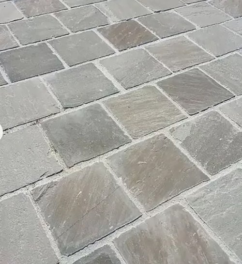 Pavés en pierre de GRES KANDLA 14x14 cm - 3 à 5 cm - GRIS (vendu en m² - 42 pavés au m²) - 2