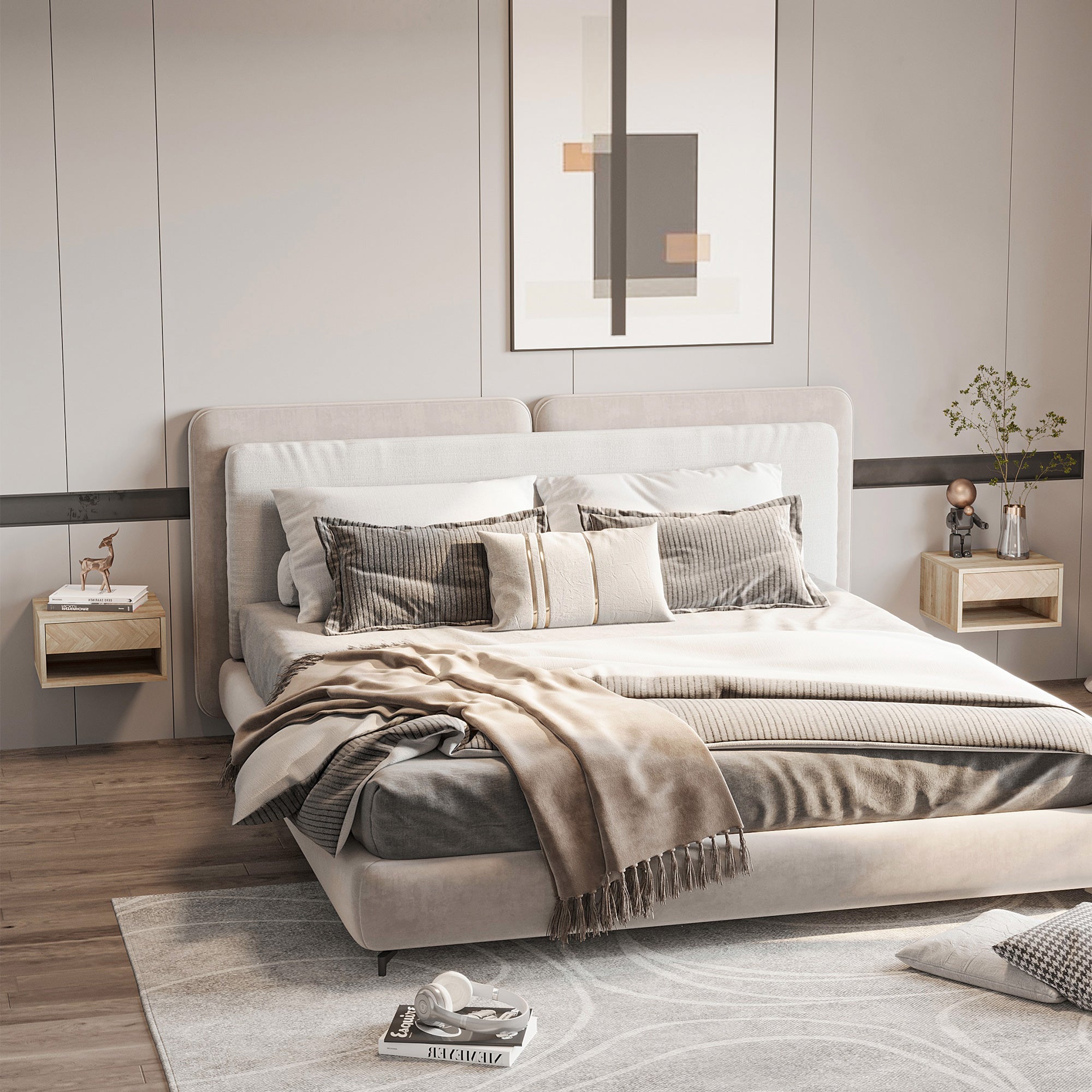 Table de chevet murale en panneau de particules HOMCOM - 2