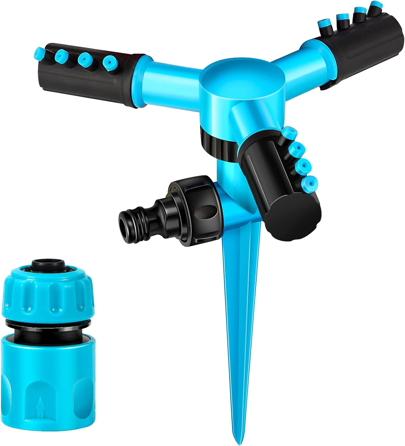 Zraszacz ogrodowy, automatyczny, obrotowy, regulowany zraszacz ogrodowy, 3-ramienny system nawadniania ABS do trawników, ogrodów i roślin